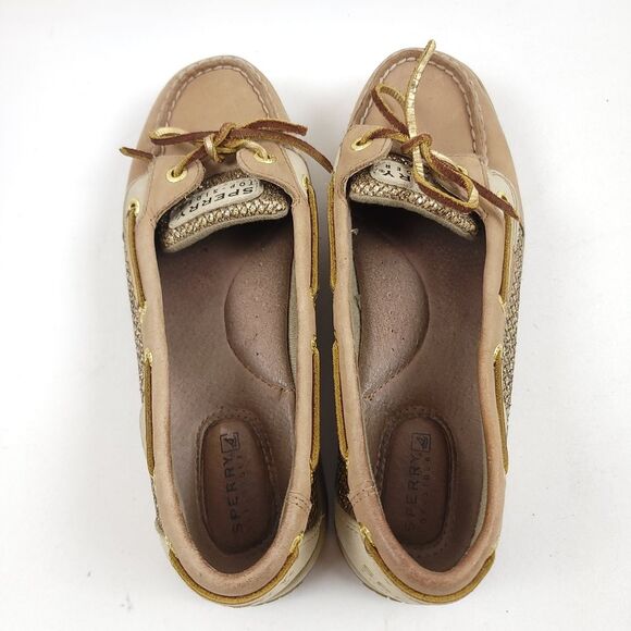 Sperry Top-Sider Angelfish Gold Glitter Boat Leather Shoe Size 7.5 M 9101759 - Picture 6 of 8